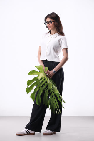 Shirt-detail Top in Ivory