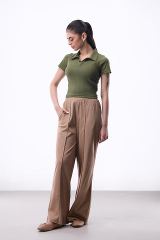 Stretchy Polo Top Forest Green