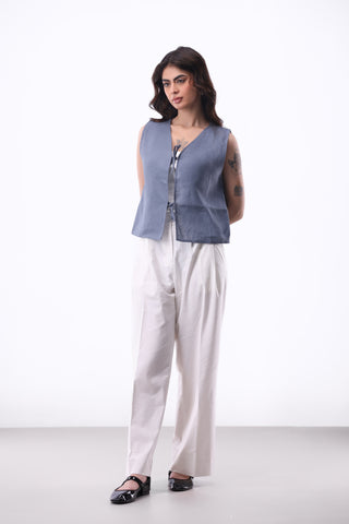 Tie-detail Vest in Yale Blue