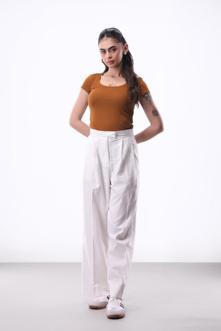 Scoop Neck T-shirt in Rust Orange