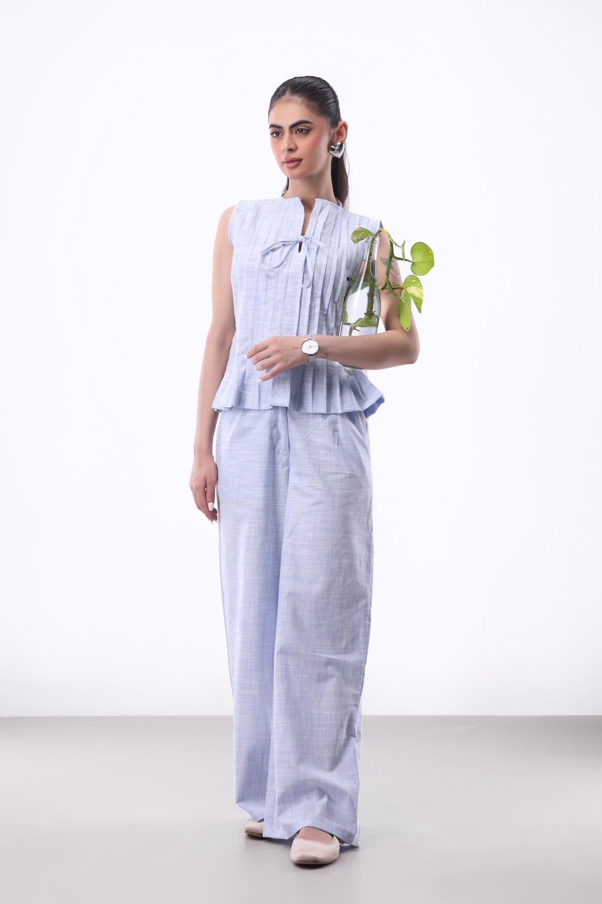 Serena Tie Top in Light Blue BLOUSE ATTIR-WOMEN