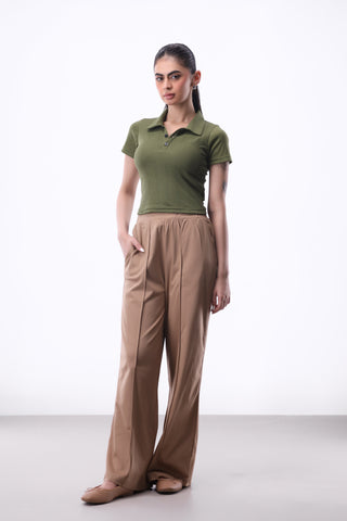Stretchy Polo Top Forest Green