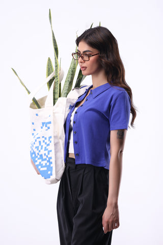Shirt-detail Top in Iris Blue