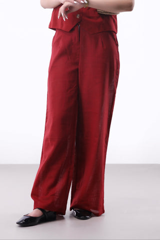 Wide-leg Trouser in Red