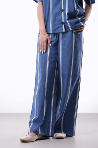 Stripe Look Wide-leg Trouser in Blue