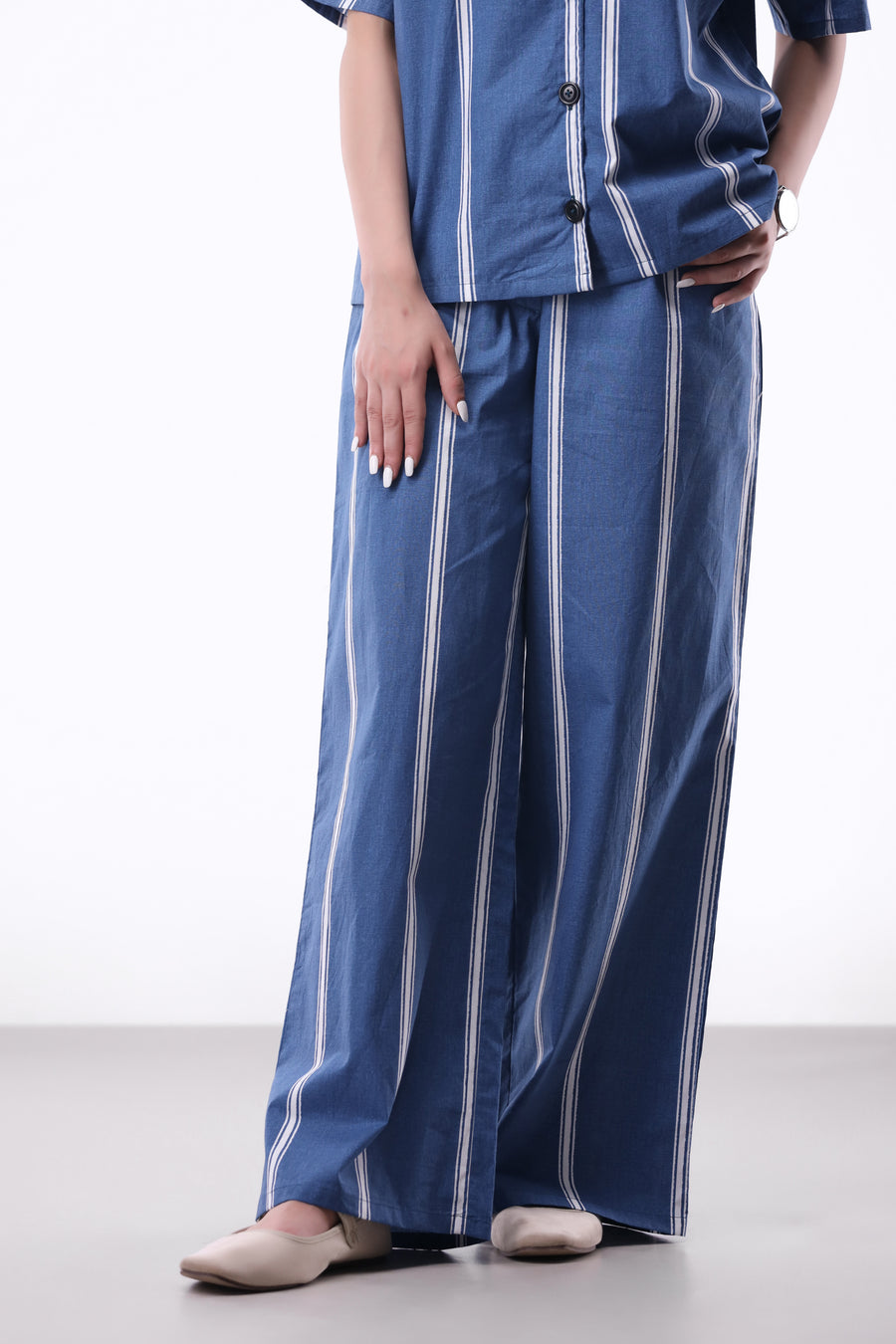 Stripe Look Wide-leg Trouser in Blue