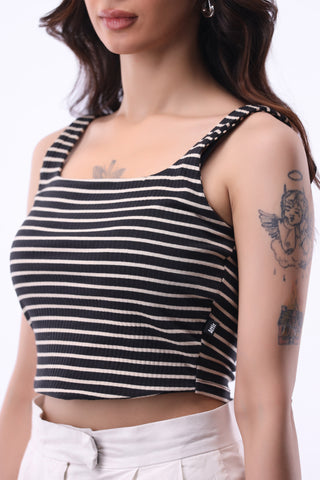 Corset Top in Black Stripes
