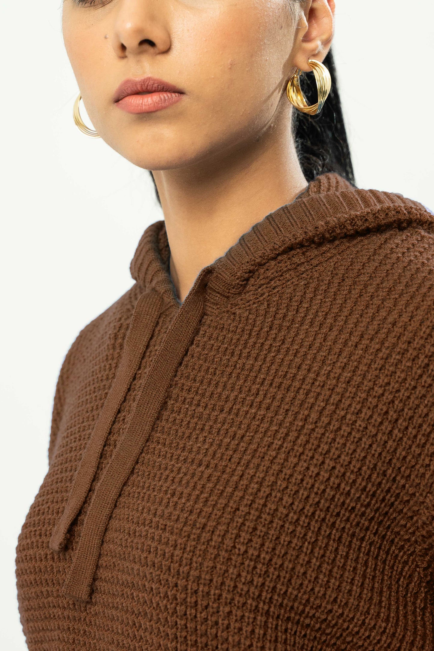 Knitted Hoodie in Chocolate