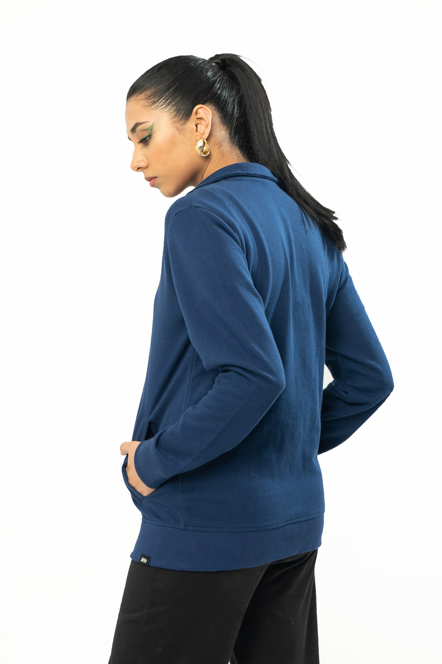 Mock Neck Zipper in Midnight Blue