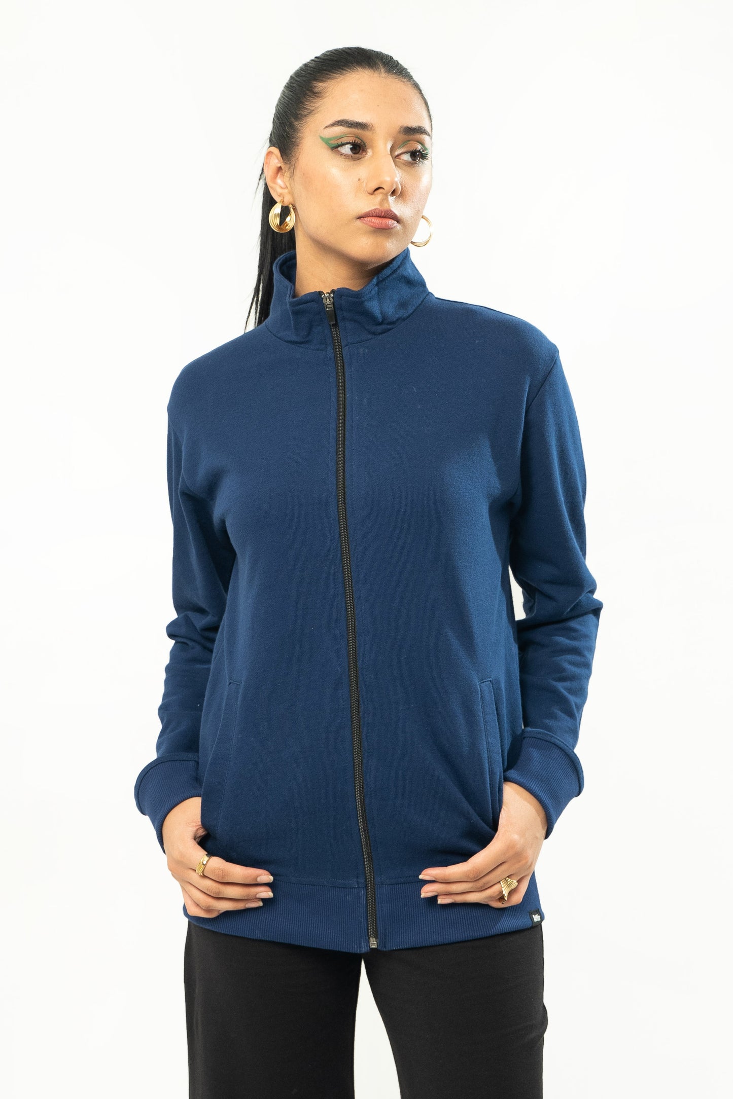 Mock Neck Zipper in Midnight Blue