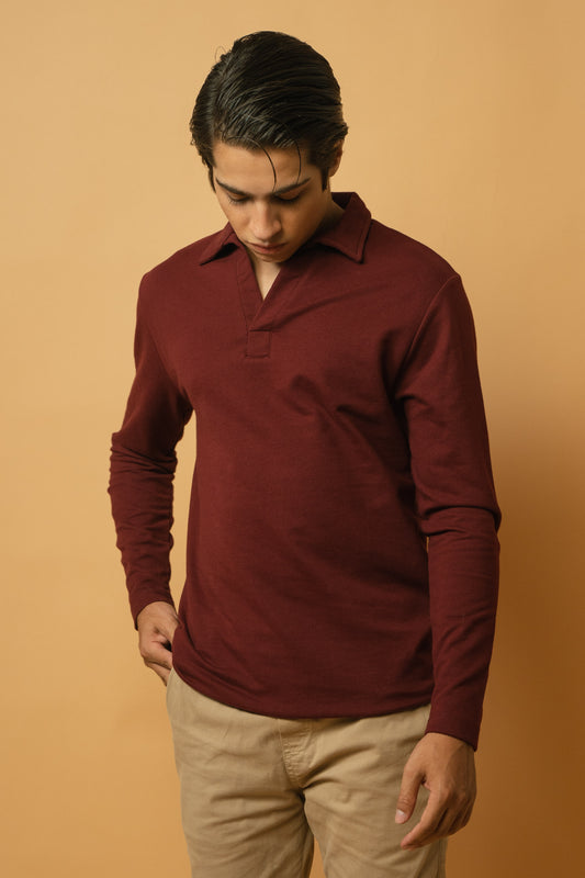 Polo Shirt in Maroon Terry
