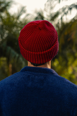 Knitted Beanie in Scarlet Red