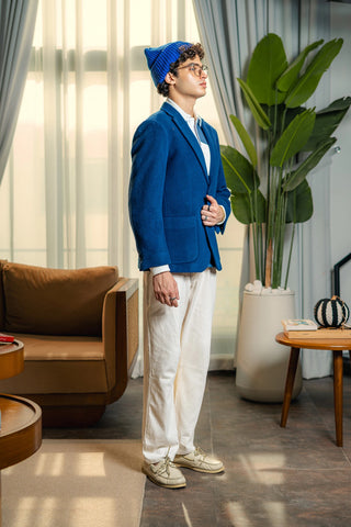 Casual Wool Blazer Jacket in Blue