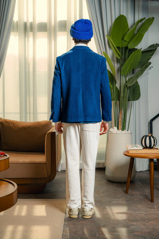 Casual Wool Blazer Jacket in Blue