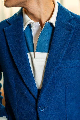 Casual Wool Blazer Jacket in Blue