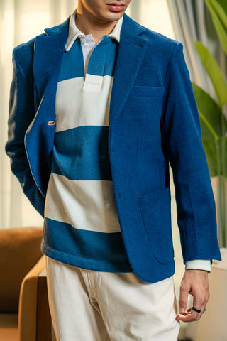 Casual Wool Blazer Jacket in Blue