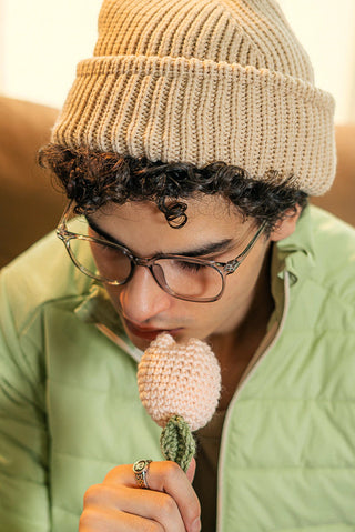 Knitted Beanie  in Vanilla White