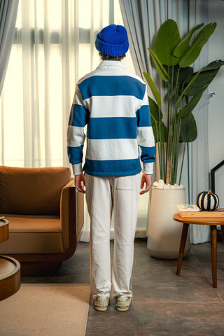 Striped Cotton Polo Sweatshirt