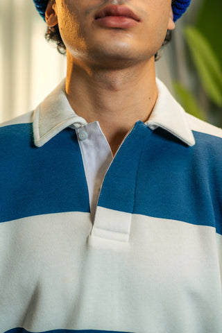 Striped Cotton Polo Sweatshirt