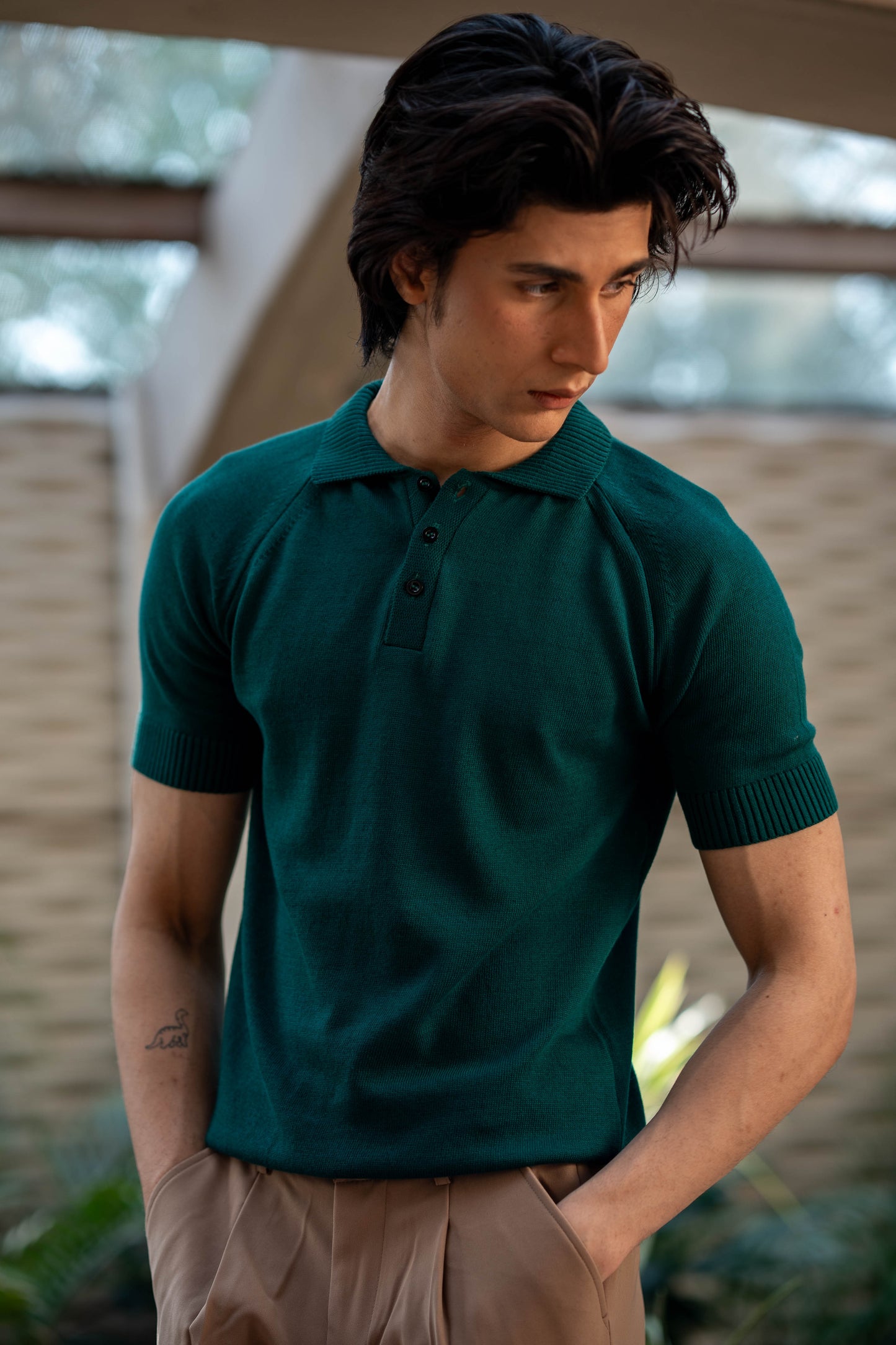 Fine-Knit Polo Shirt in Brunswick Green