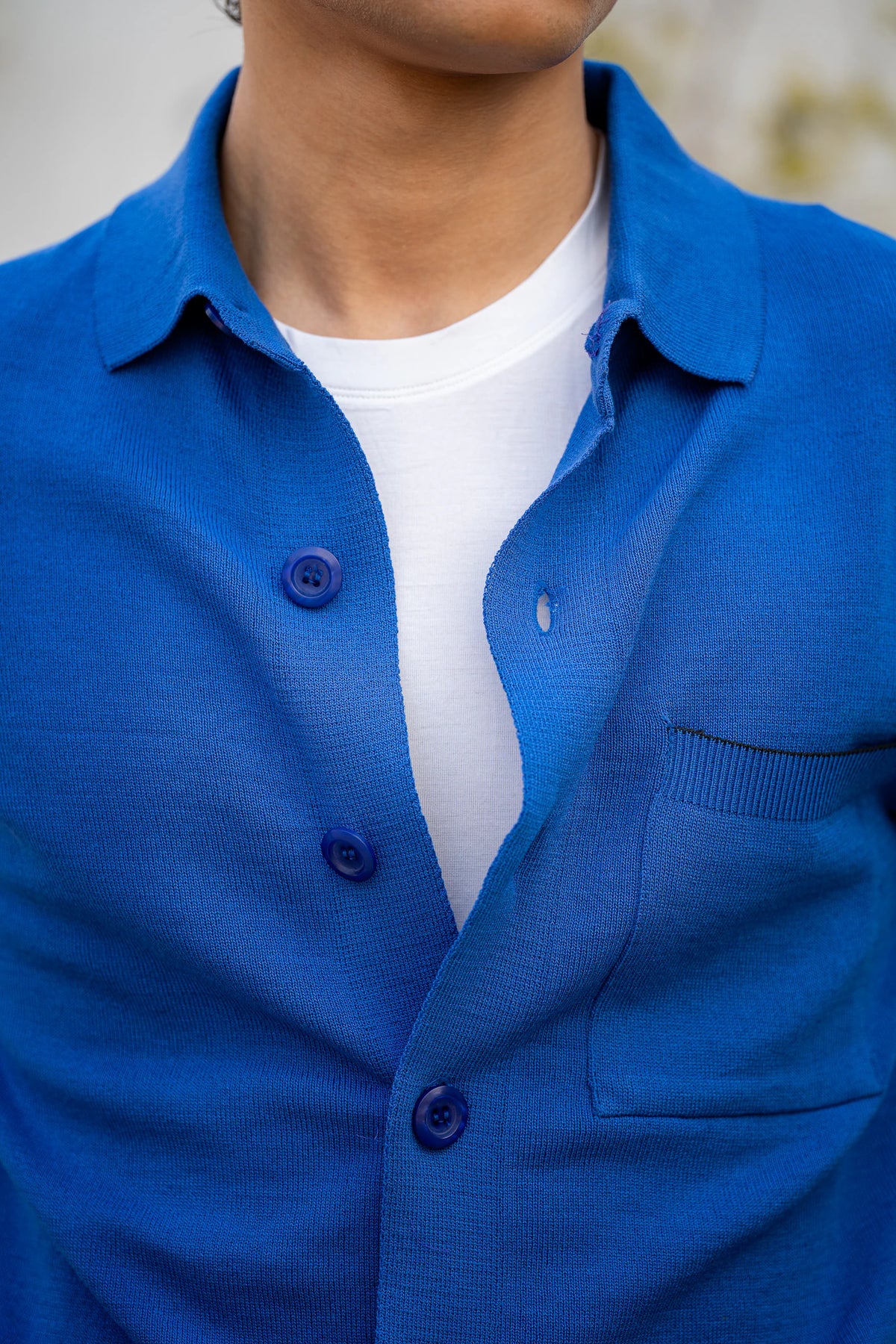 Knitted Button-Up Polo in Deep Blue SHIRT ATTIR-MEN