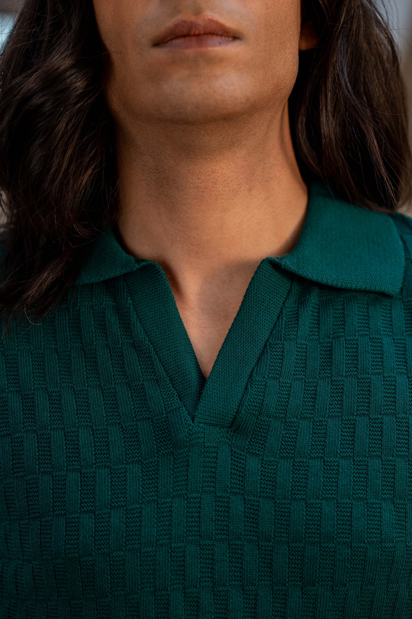 Pearl-Knit Polo Shirt in Brunswick Green