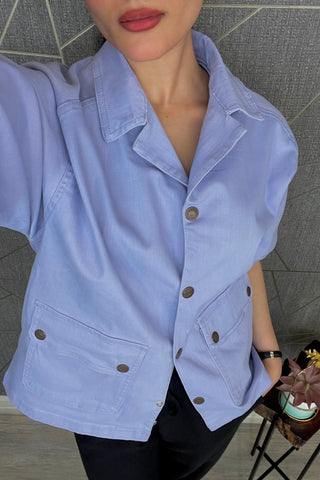 Raglan Sleeves Utility Shirt in Lilac