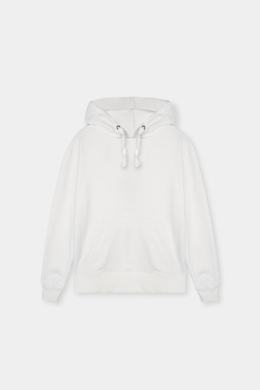 Basic Hoodie in White Terry