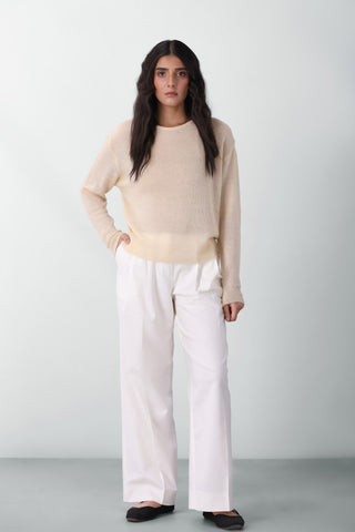 Knitted Sheer Top in Cream