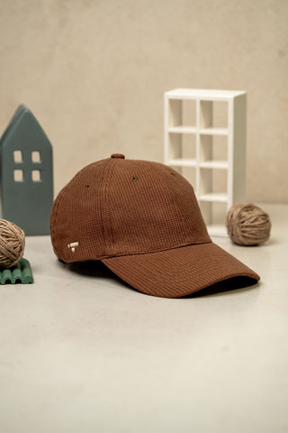 Waffle Textured Baseball Cap in Cinnamon