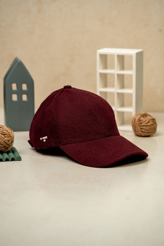Waffle Textured Baseball Cap in Maroon