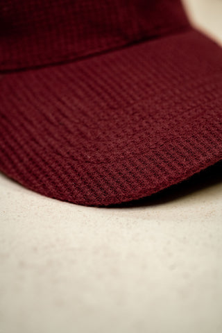 Waffle Textured Baseball Cap in Maroon