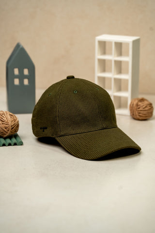 Waffle Textured Baseball Cap in Olive