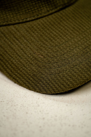 Waffle Textured Baseball Cap in Olive