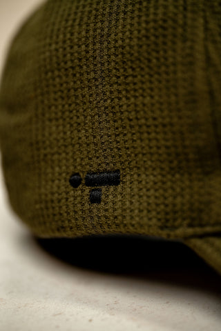 Waffle Textured Baseball Cap in Olive