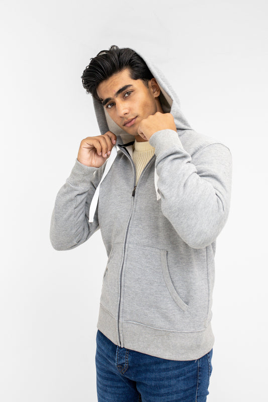 Zip-up Hoodie in Heather Grey