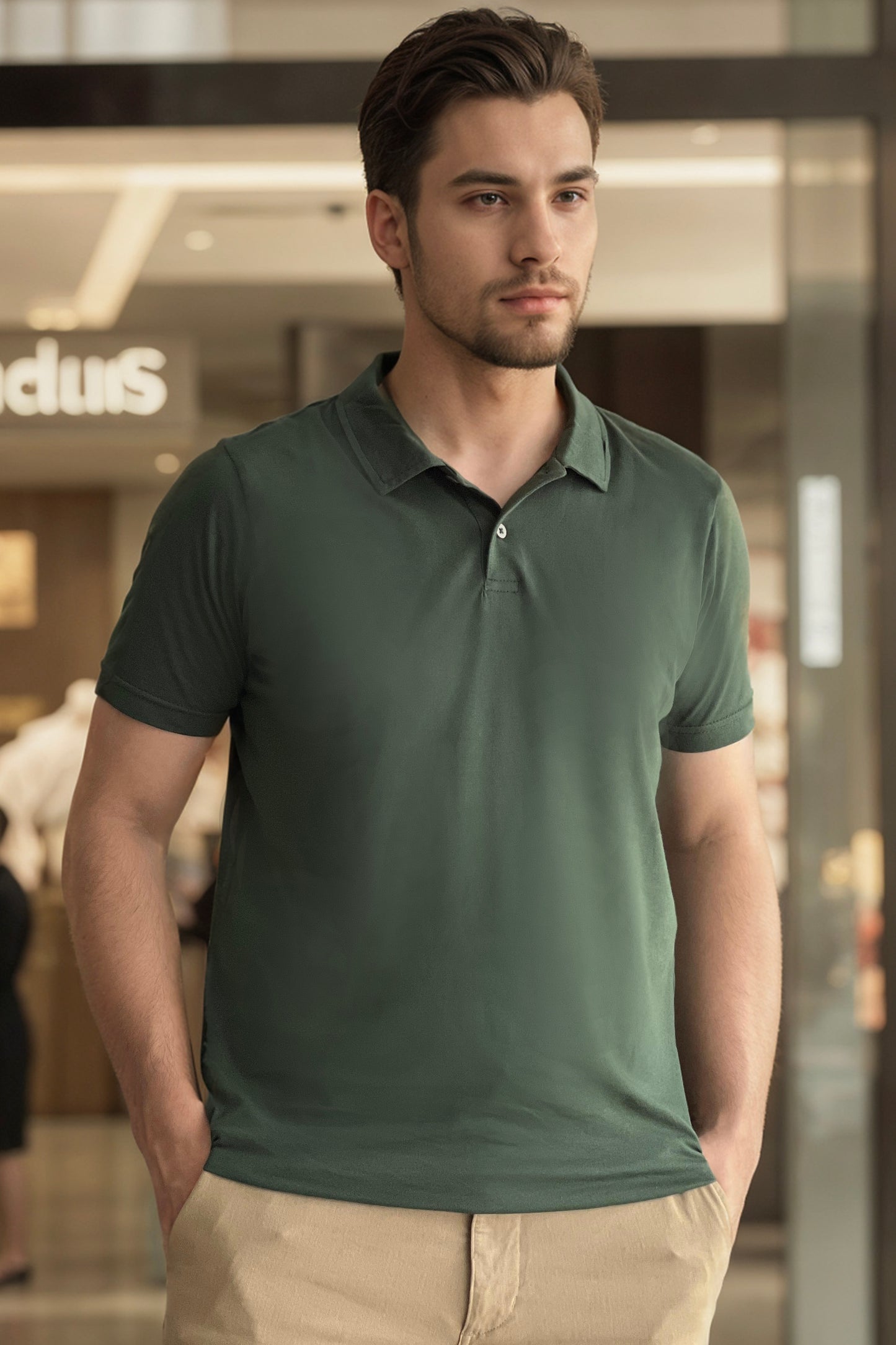 Comfort Polo in Green Jersey