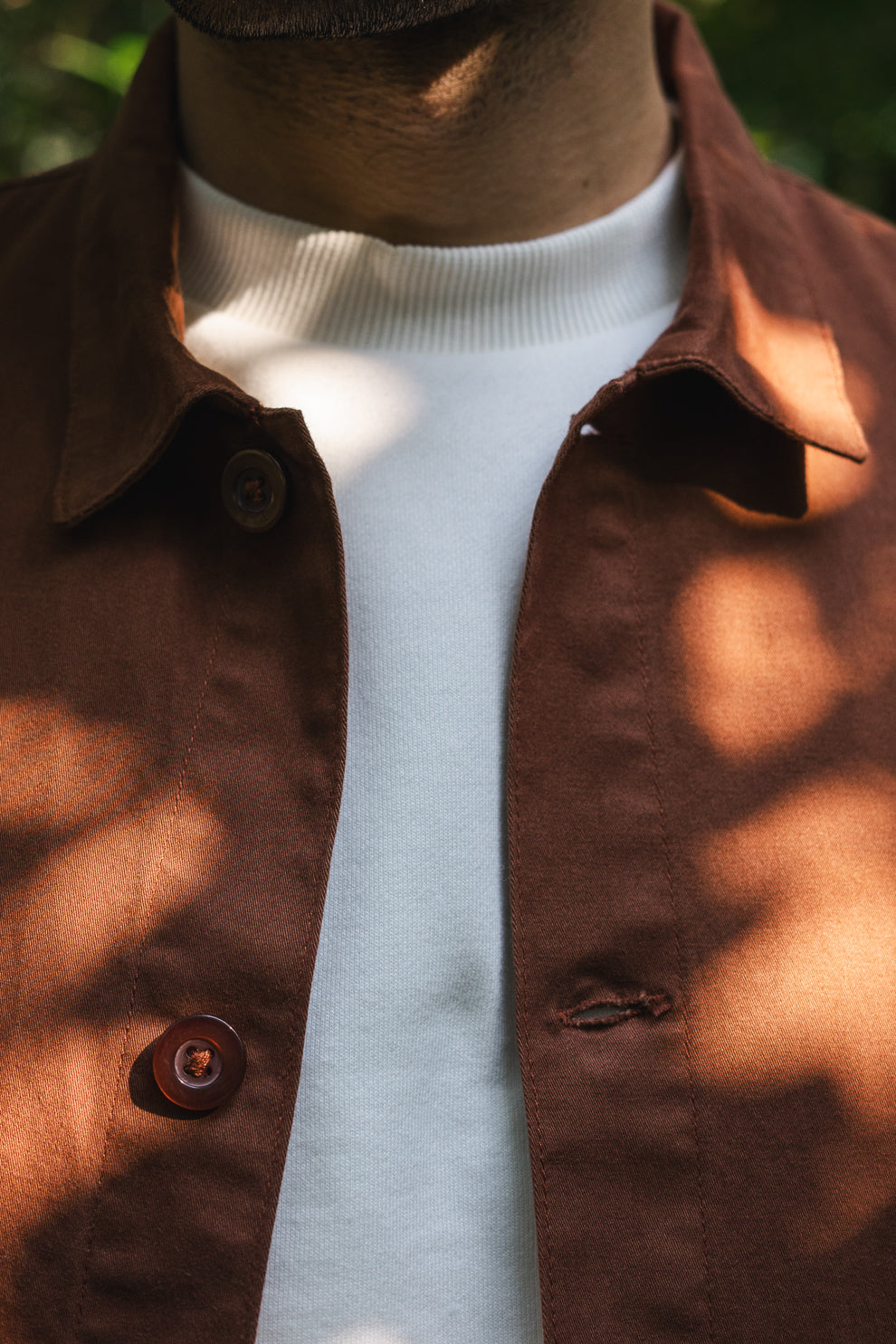 Twill Overshirt in Chocolate Brown