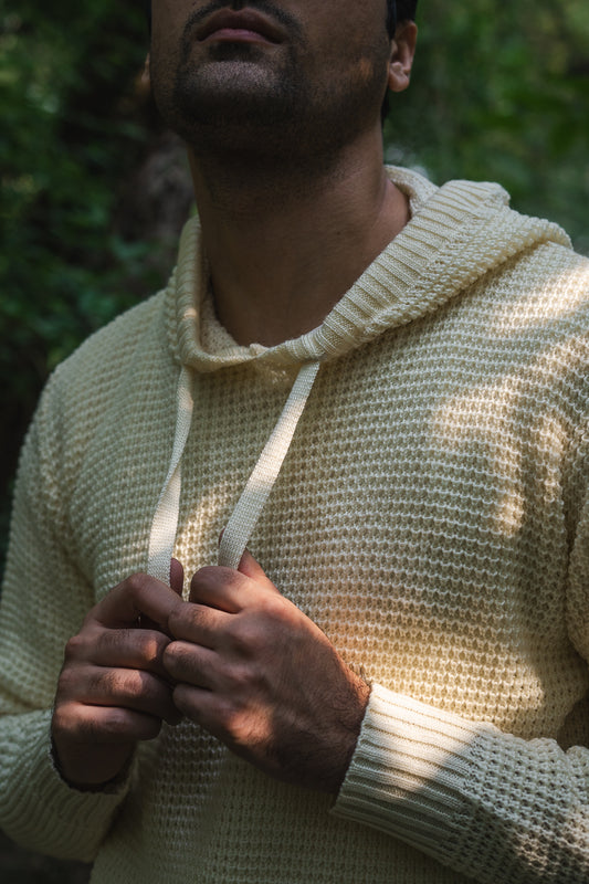 Knitted Hoodie in Cream