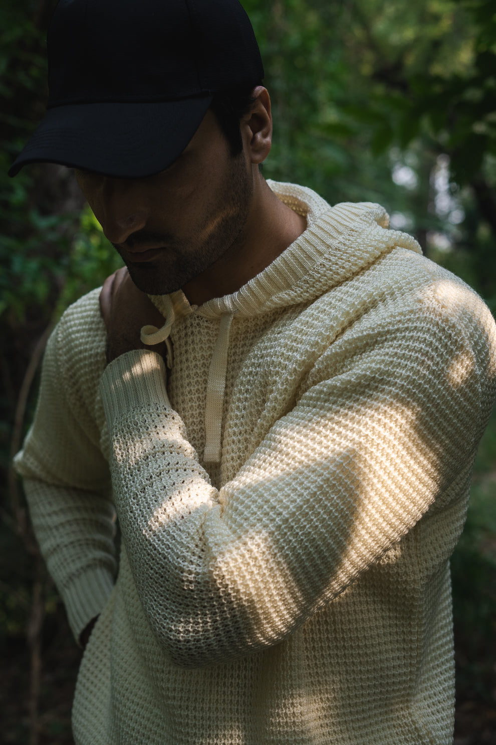 Knitted Hoodie in Cream