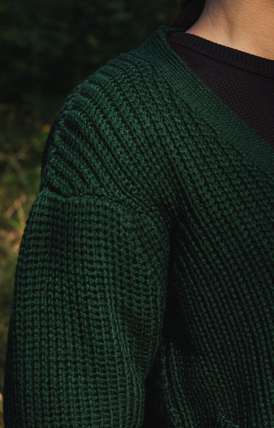 Fluffy Rib Knitted Cardigan in Green