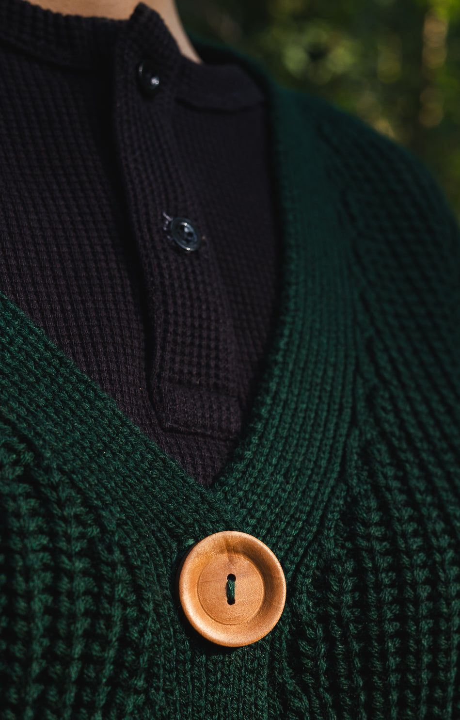 Fluffy Rib Knitted Cardigan in Green