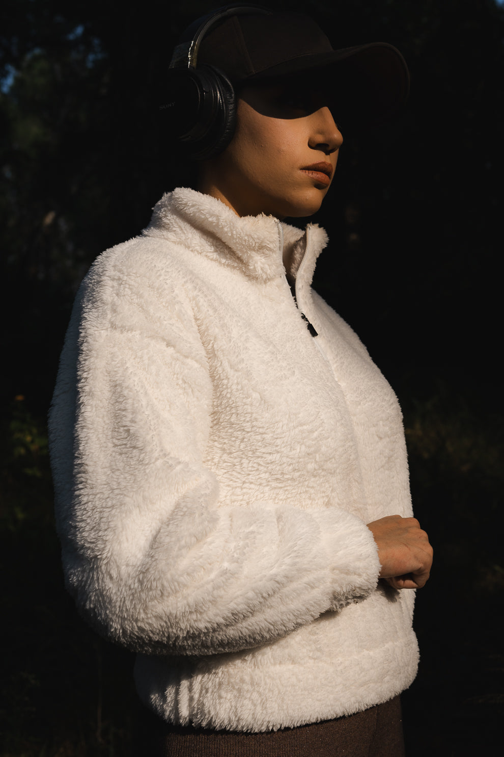 Teddy Fur Q-zip Jumper in White