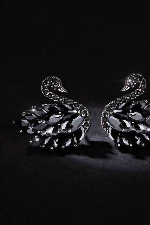 Swan Earrings in Black