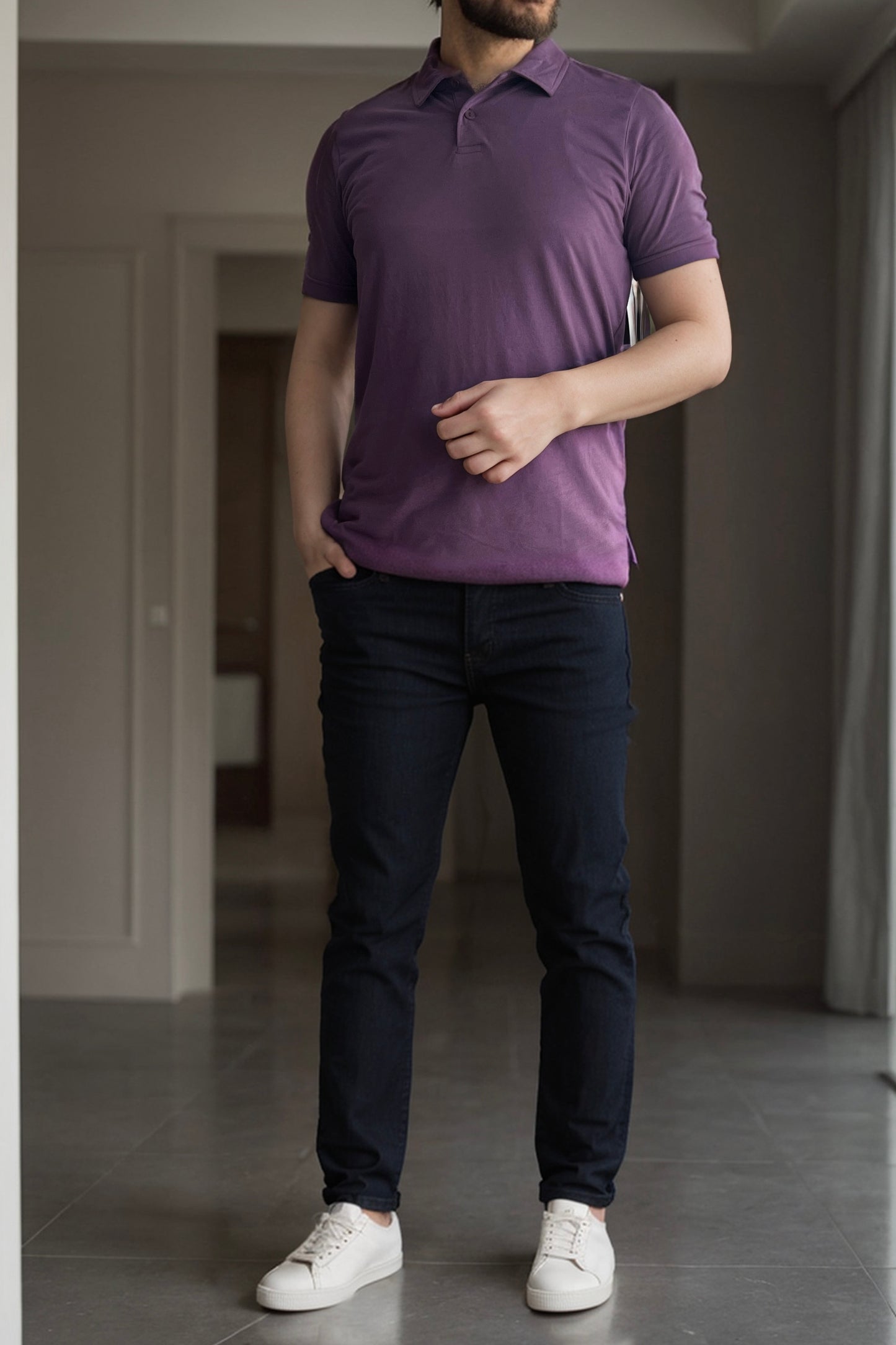 Comfort Polo in Plum Jersey