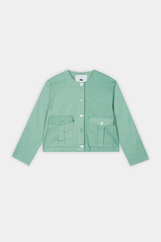 Round Neck Jacket in Pastel Green