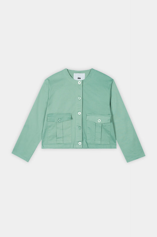 Round Neck Jacket in Pastel Green