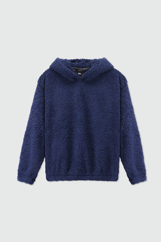 Teddy Fur Oversized Hood in Navy