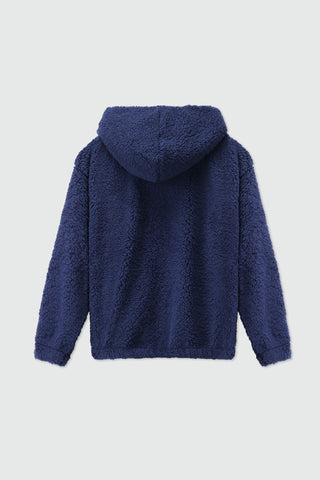 Teddy Fur Oversized Hood in Navy