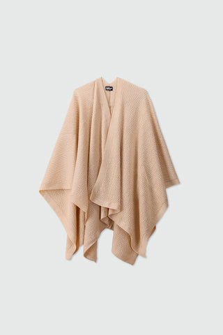 Argyle Knitted Slit Shawl  in Vanilla White